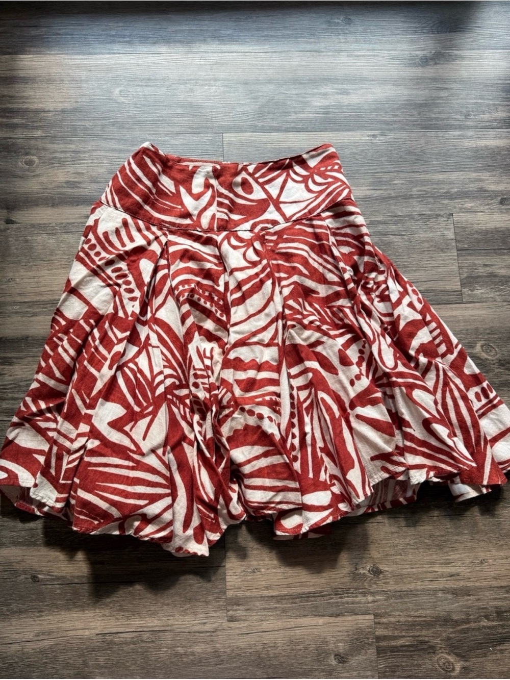 Zara Red & White Printed Circle Skirt
